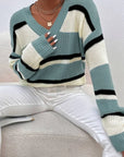 Carrie - Gebreide V-Hals Trui Sweater