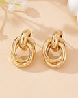 1Pair Metallic Circle Button Drop Earrings For Women's Daily Wear Long Golden Yellow / One-Size