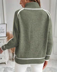 Dame Rullekrave Sweater - Afslappet Pasform - Lange Ærmer - Kontrastdetaljer Knitted Tops