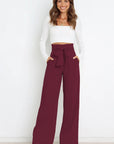 Dorothy - Lichte Soepele Linnenbroek Donker Rood / Xs Linnen Bukser