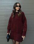 Elsie Gebreide Set (Top + Rok) Bordeaux Rood / Xs Sweaters & Cardigans