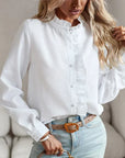 Helah - Geruite Ruffle Blouse Met Knoopsluiting
