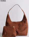 Jady | Suede Tote Bag Amandel Bruin