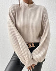 Jhanine - Geribde Gebreide Coltrui Beige / S Sweater