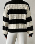 Lian - Gestreepte V-Hals Trui Sweater