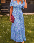 Maxikjole med Blomsterprint | Draperet Talje | Elegant og Sommerlig Beklædning og tilbehør > Tøj > Kjoler
