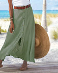 Maxinederdel med Knapper | Let Struktur | Sommerlig & Svajende Grøn / S Tøj og Tilbehør > Beklædning > Nederdele >