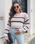 Michy - Korte Gestreepte Trui Roze / S Sweater