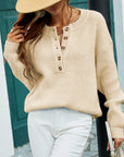 Oliveria - Geribde Gebreide Trui Beige / S Sweater