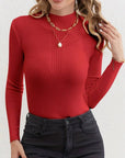Ronavie - Casual Geribde Coltrui Rood / S Sweater