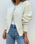 Cardigan Med Perledetaljer | Bomuldsblanding Elegant & Feminin Hvid / Xs Tøj Og Tilbehør >