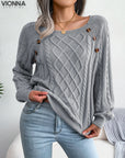 Strikket Sweater Med Knapdetaljer | Akryl/Bomuld Komfort Og Stil Grå / S Tøj Tilbehør >