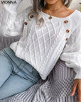 Strikket Sweater Med Knapdetaljer | Akryl/Bomuld Komfort Og Stil Tøj Tilbehør > Beklædning