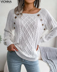 Strikket Sweater Med Knapdetaljer | Akryl/Bomuld Komfort Og Stil Hvid / S Tøj Tilbehør >