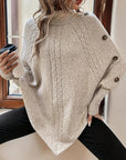 Poncho Sweater Med Knapper | Akryl Elegant & Komfortabel Tøj Og Tilbehør > Beklædning Overtøj Jakker