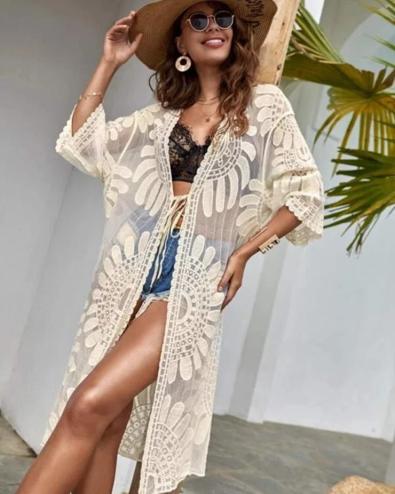 Blonder Strandtunika | Let og Elegant Beige / En størrelse Tøj og Tilbehør > Beklædning > Kjoler > Strandkjoler