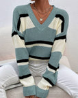 Carrie - Gebreide V-Hals Trui Sweater