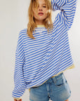 Casual Stribet Sweatshirt | Blød og Stilfuld | Perfekt til Afslappede Dage Blå / S Tøj og Tilbehør > Beklædning >