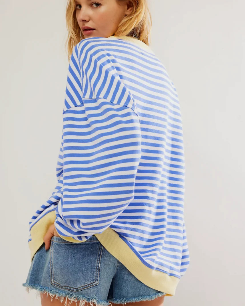 Casual Stribet Sweatshirt | Blød og Stilfuld | Perfekt til Afslappede Dage Tøj og Tilbehør &gt; Beklædning &gt; Skjorter og