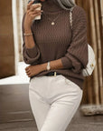 Cess - Elegante Gebreide Coltrui Bruin / S Sweater