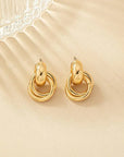 1Pair Metallic Circle Button Drop Earrings til kvinders daglige brug