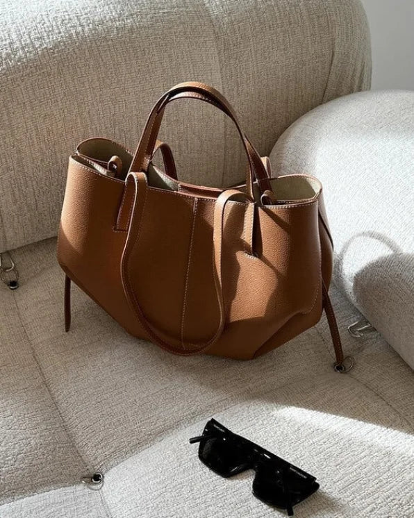 Dame Tote Taske - Ægte Læder - Stor og Holdbar - Med Håndtag og Aftagelig Skulderrem Bags