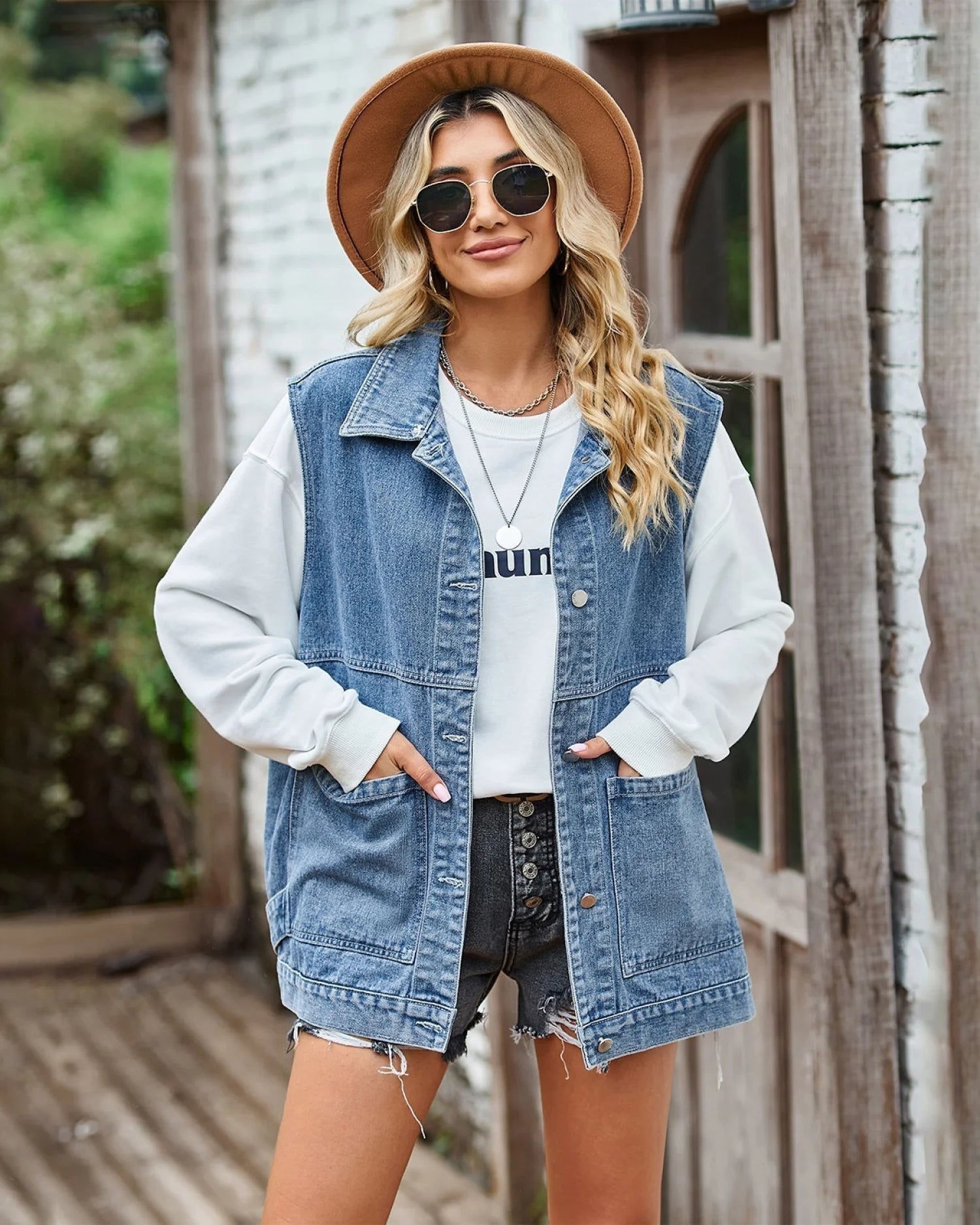 Denim Kvindevest | Bomuld Afslappet Og Trendy Blå / S Tøj Tilbehør &gt; Beklædning Jakker Veste