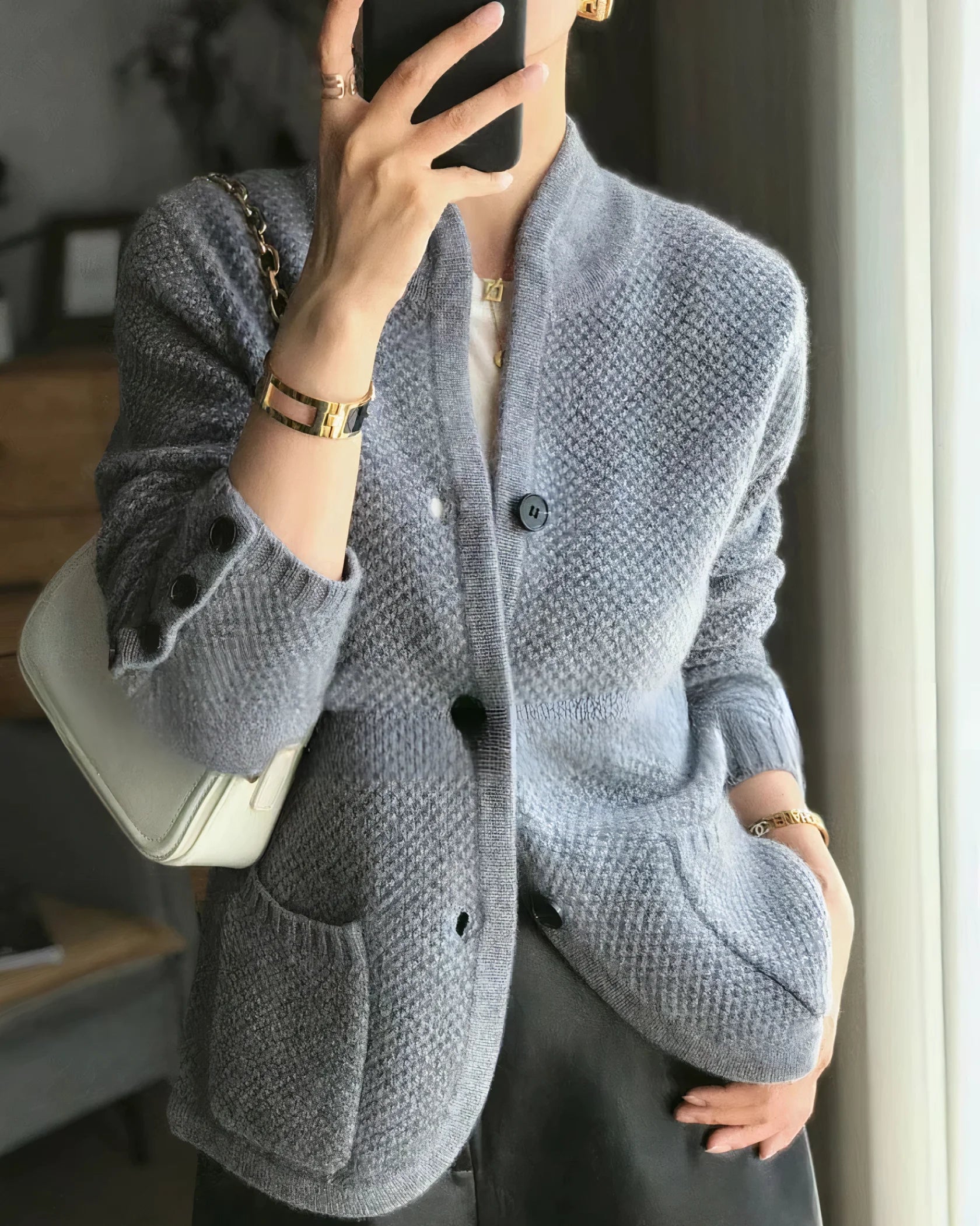 Delta - Kasjmier Vest Blauw / Eén Maat Cardigan