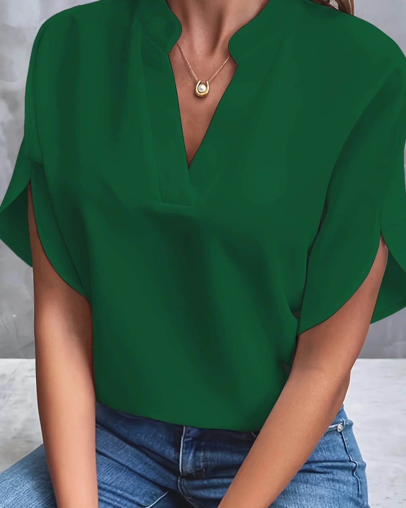 Elegant Bluse | Polyester | Smart & Ubesværet Grøn / S Tøj og Tilbehør > Beklædning > Skjorter og Toppe > Bluser