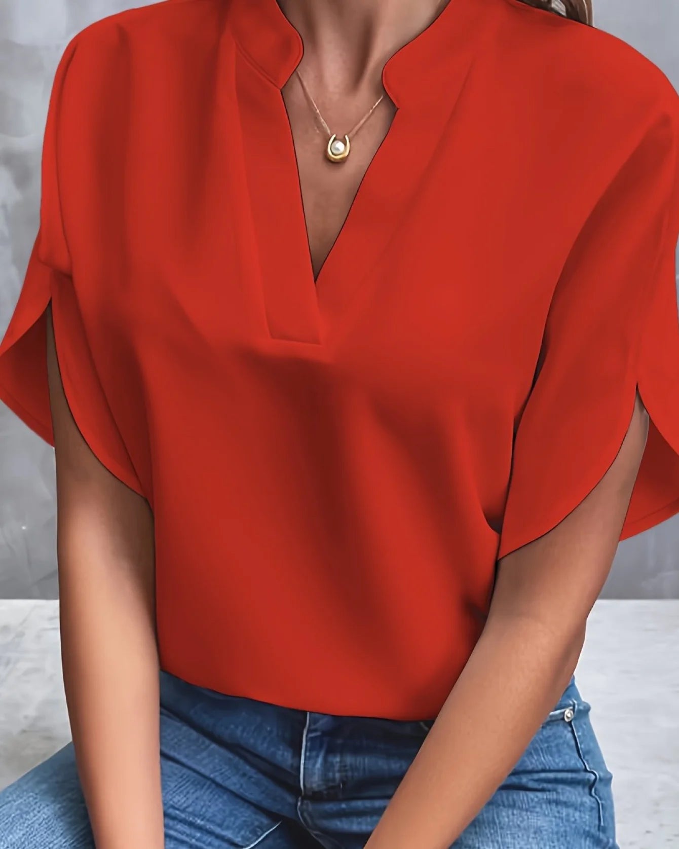 Elegant Bluse | Polyester | Smart & Ubesværet Rød / S Tøj og Tilbehør > Beklædning > Skjorter og Toppe > Bluser