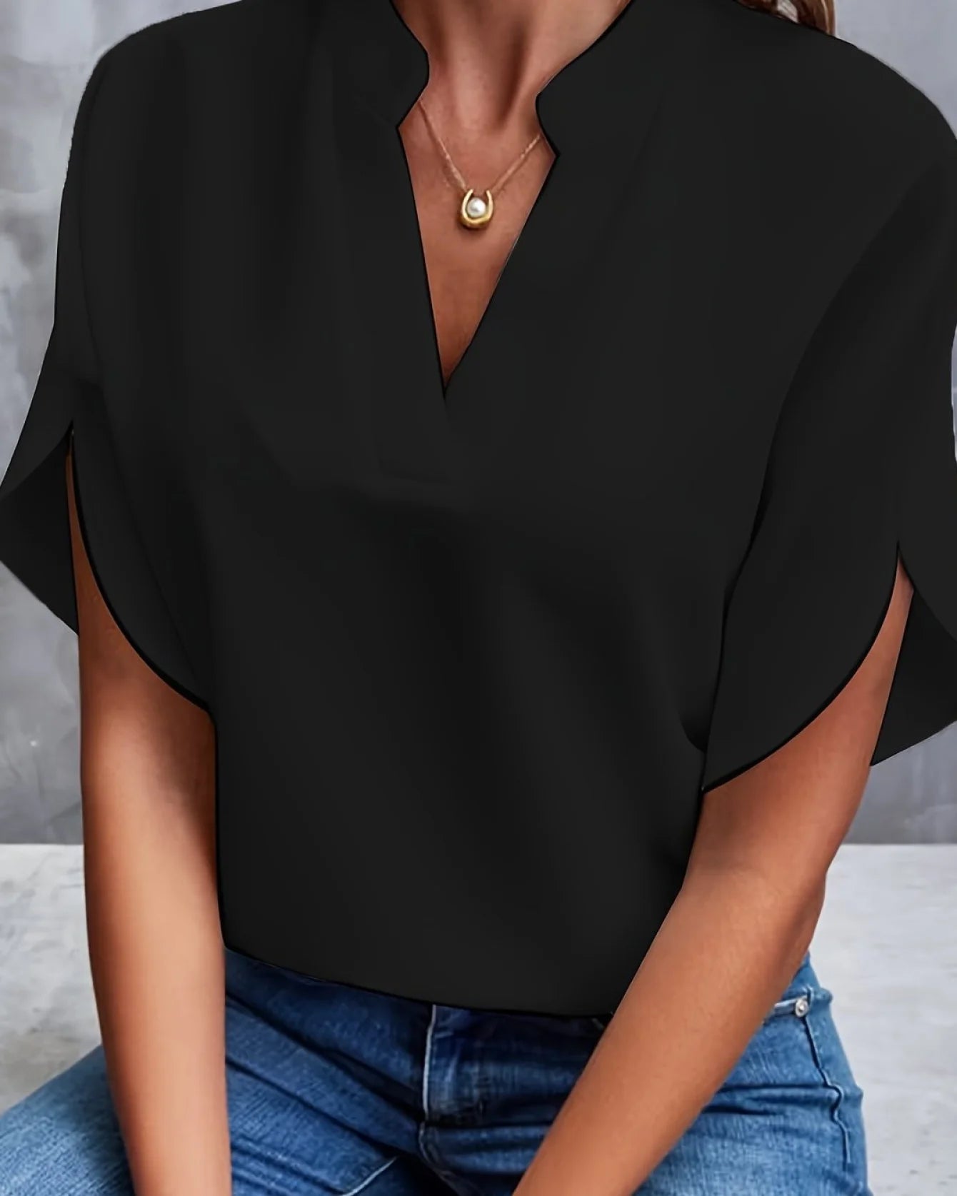 Elegant Bluse | Polyester | Smart & Ubesværet Sort / S Tøj og Tilbehør > Beklædning > Skjorter og Toppe > Bluser