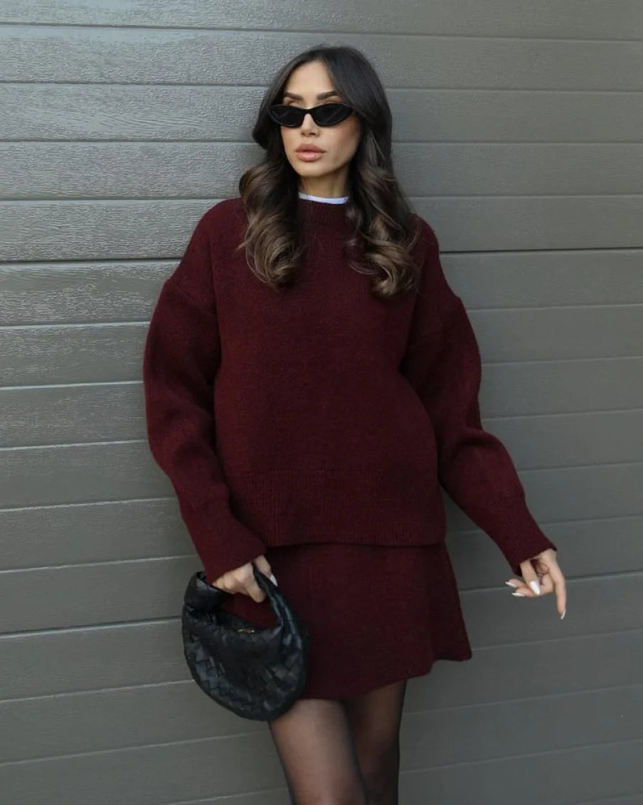 Elsie Gebreide Set (Top + Rok) Trøjer &amp; Cardigans