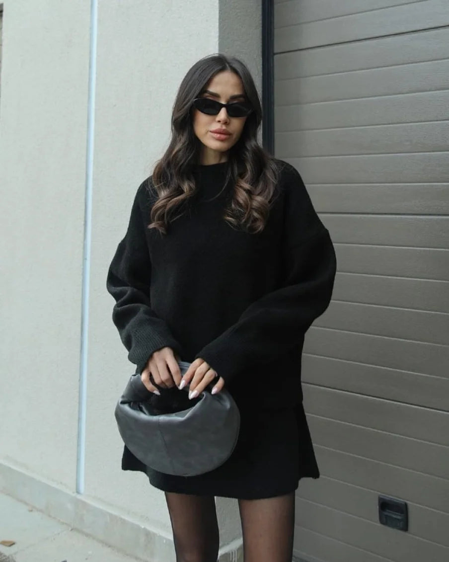 Elsie Gebreide Set (Top + Rok) Zwart / Xs Sweaters &amp; Cardigans