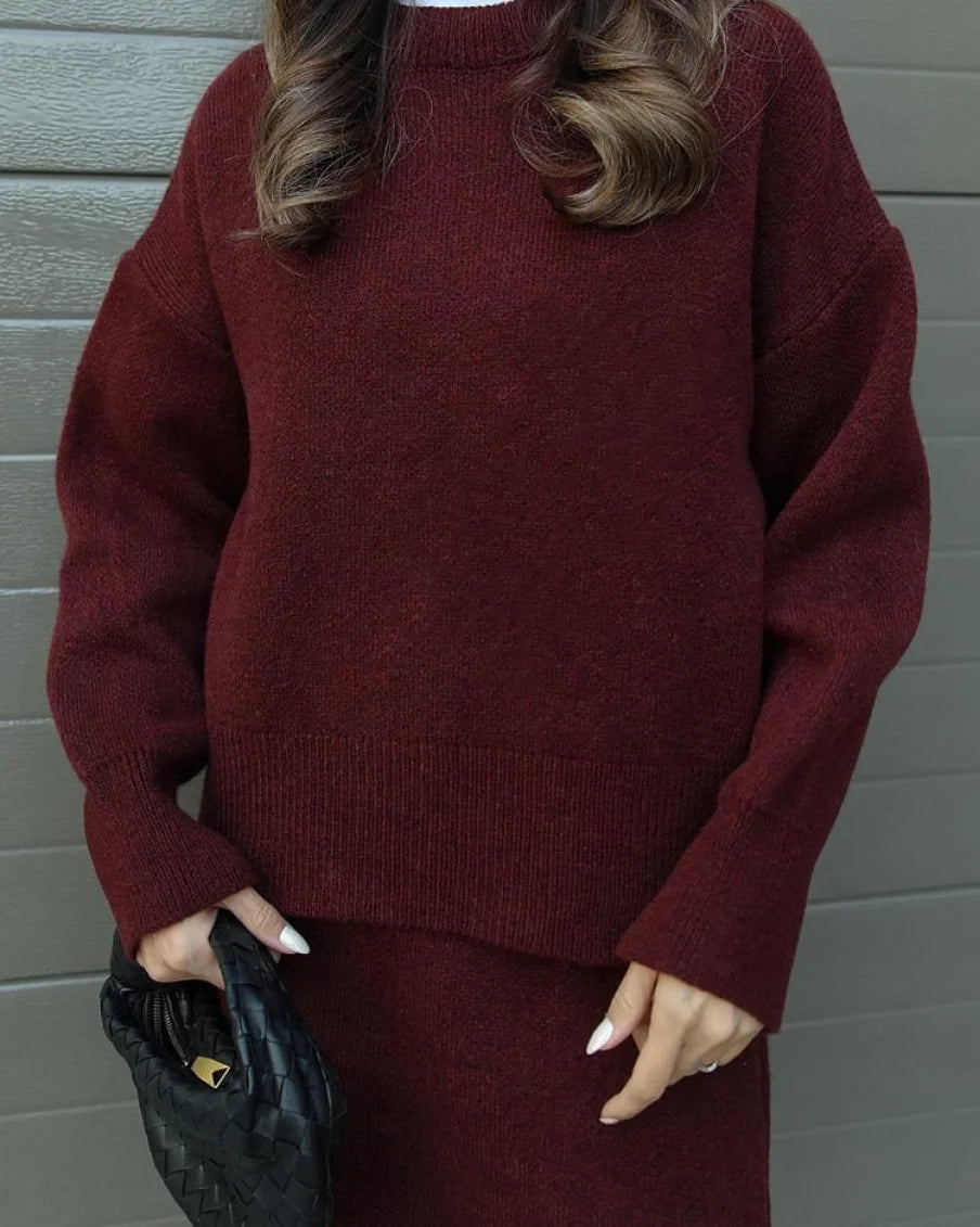 Elsie Gebreide Set (Top + Rok) Trøjer &amp; Cardigans