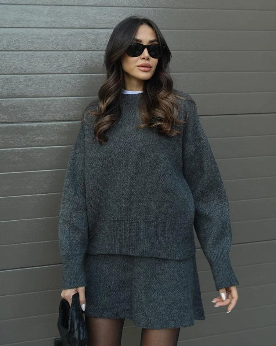 Elsie Gebreide Set (Top + Rok) Trøjer &amp; Cardigans