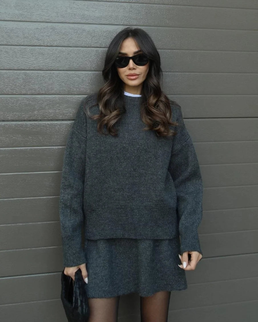Elsie Gebreide Set (Top + Rok) Grijs / Xs Sweaters &amp; Cardigans