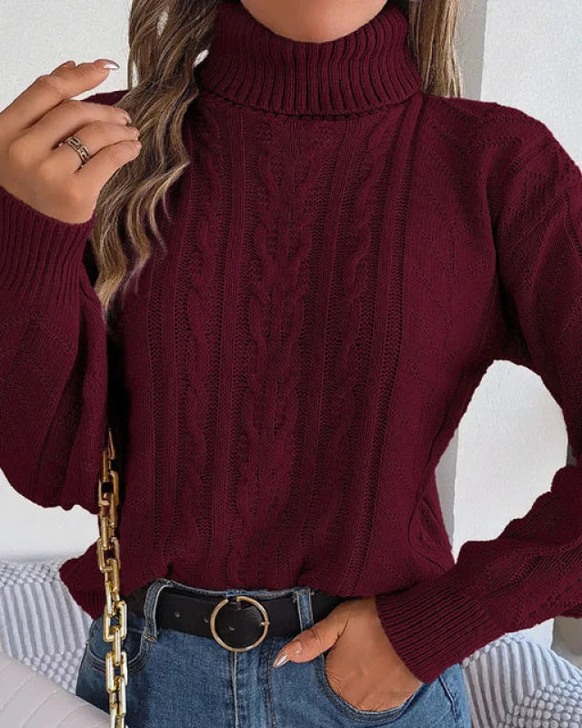 Elvie - Gebreide Warme Coltrui Bourgondisch Rood / Xs Sweater