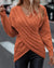 Emmy - Cross-Front Drop Shoulder Kabel Gebreide Trui Oranje / S Lange Mouwen
