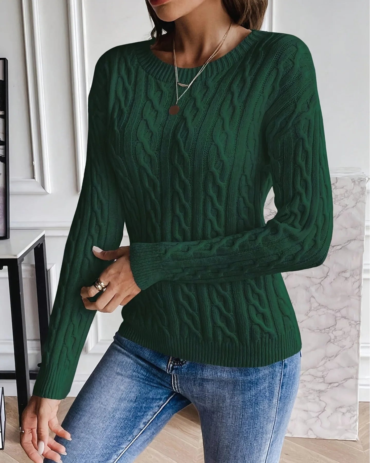 Fabienne- Casual Gebreide Trui Met Vlechtpatroon Voor Dames