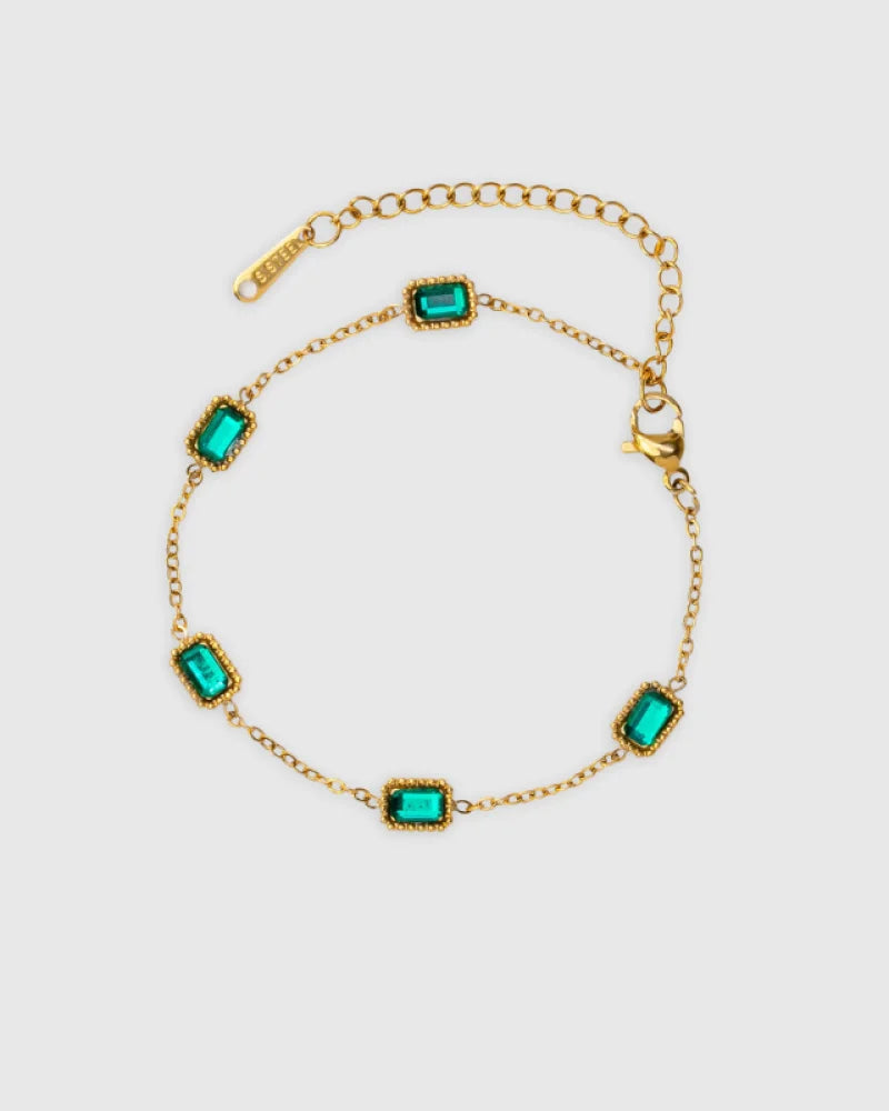 Freja - Armbånd med Rektangulære Krystaller - Elegant og Justerbar Design-1