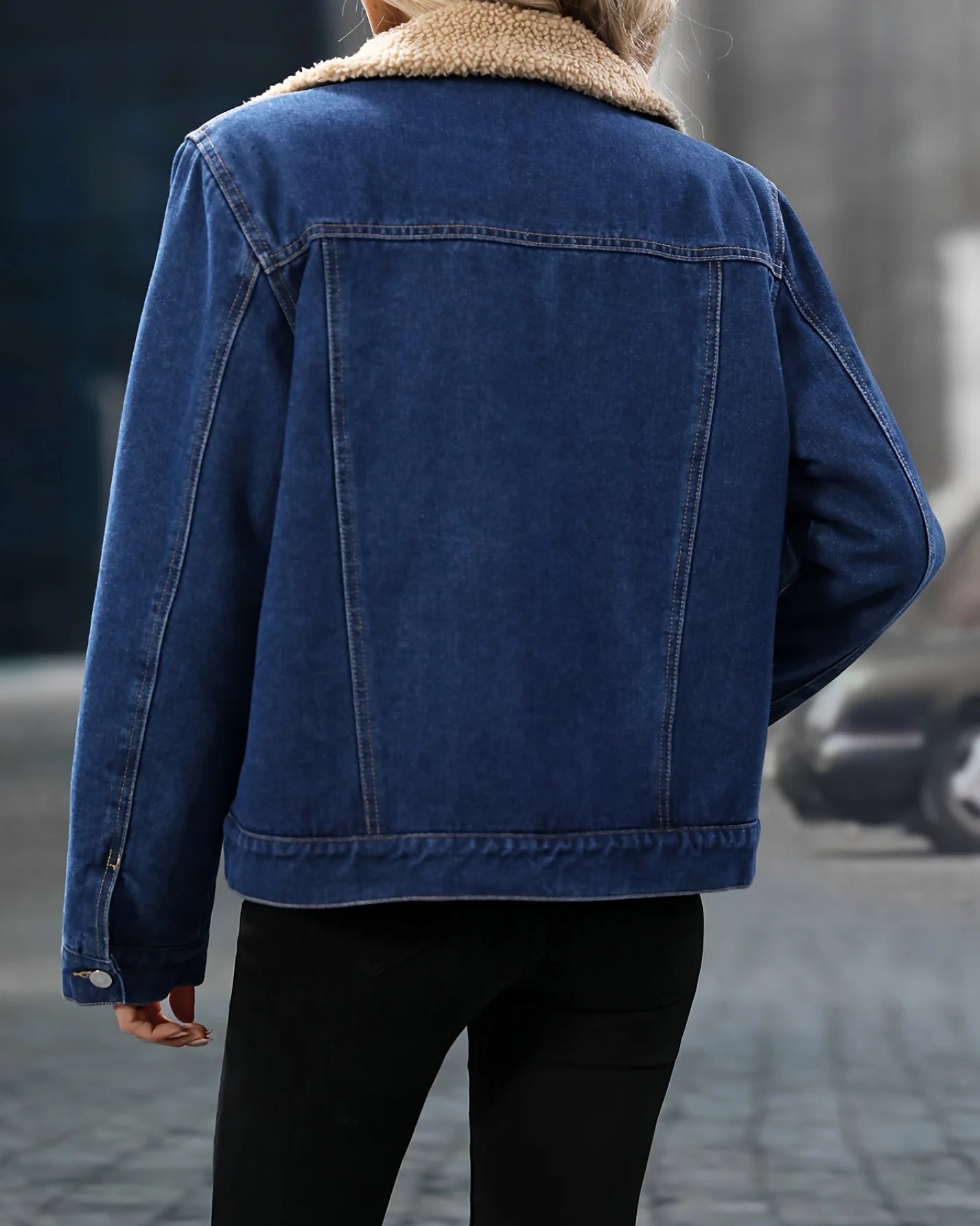 Denimjakke Med Sherpa-Fôr | Bomuld/Polyester Vinterklar &amp; Moderne Tøj Og Tilbehør &gt; Beklædning