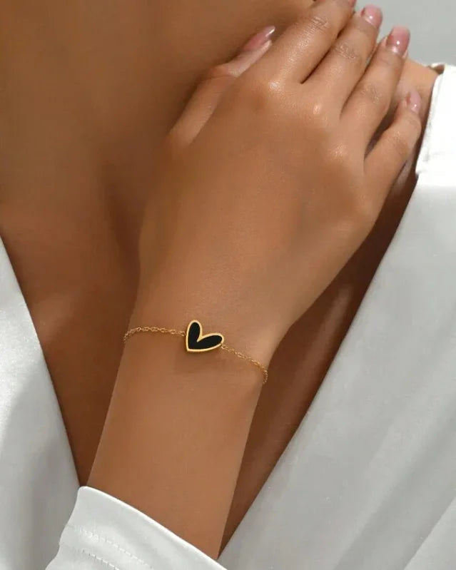1Pc 18K guldbelagt ægte hvid perle hjerteformet armbånd i rustfrit stål til kvinder