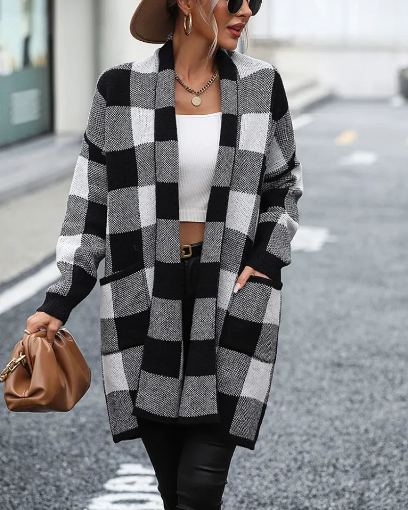 Jamila - Geruit Midi Vest Cardigan