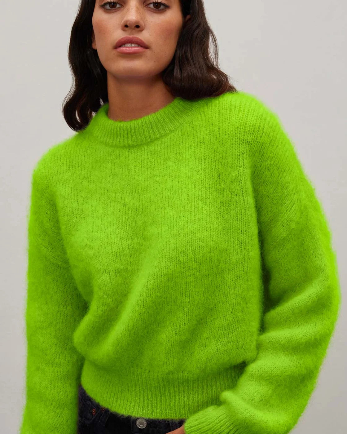 Jane | Luxe Mohair Trui Licht Groen / S
