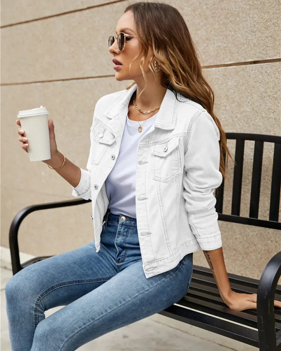 Jasna - Kort Denim Jasje Wit / Xs Jakke