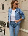Jasna - Kort Denim Jasje Hemelsblauw / Xs Jakke