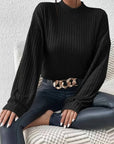 Jhanine - Geribde Gebreide Coltrui Zwart / S Sweater