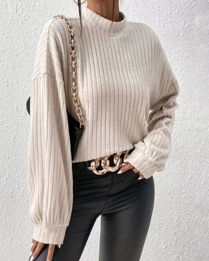 Jhanine - Geribde Gebreide Coltrui sweater
