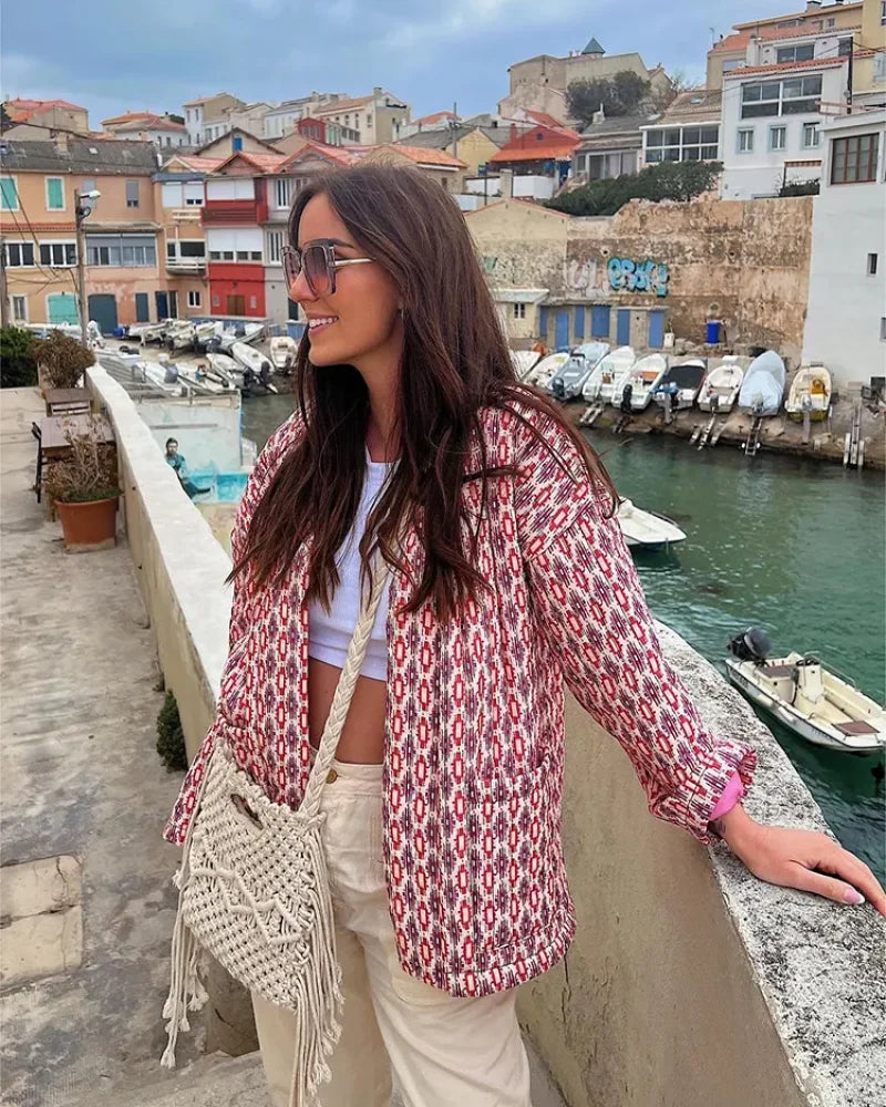 Stilfuld jakke med pink print - Leila Jackets