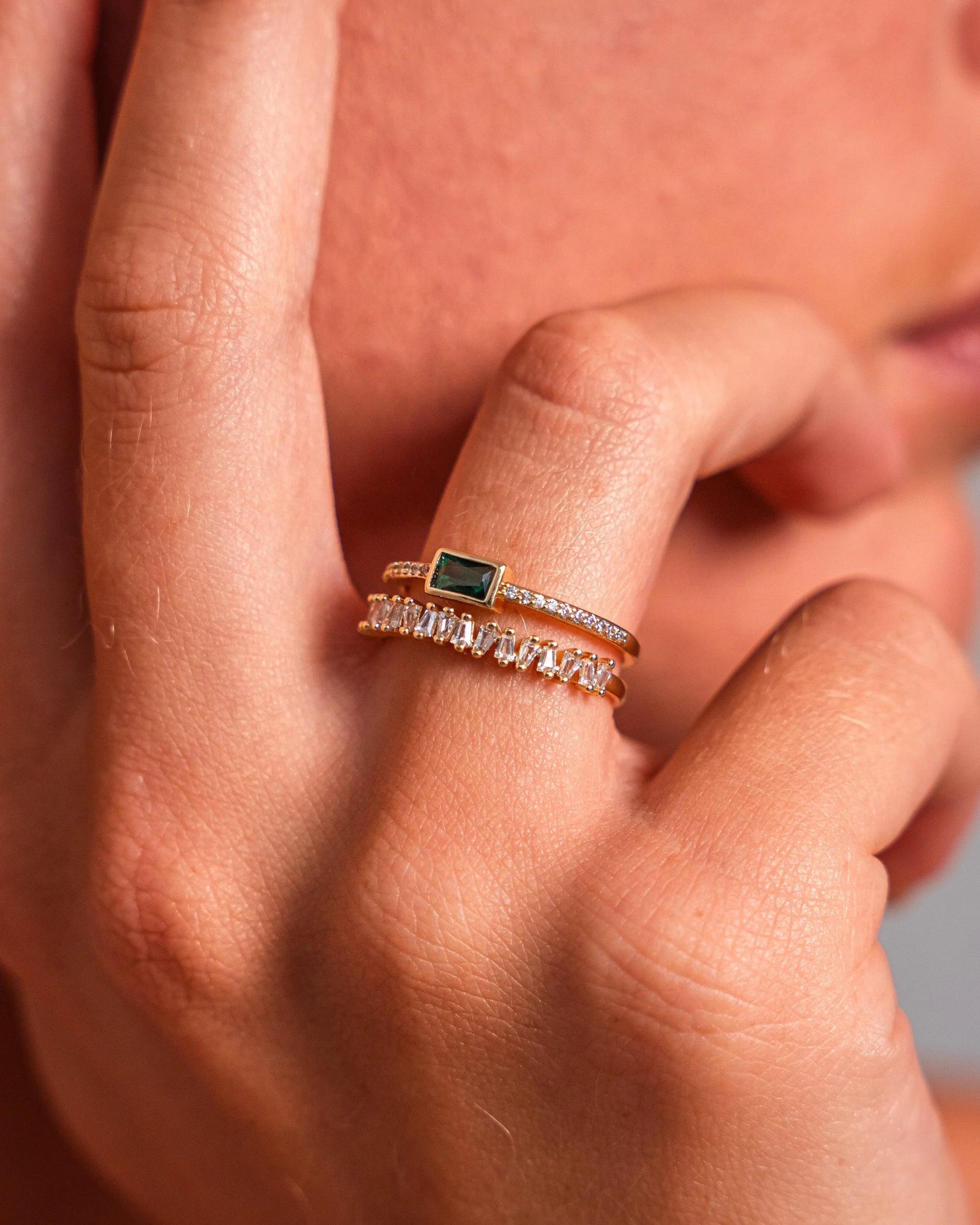 Freja - Ring med Rechthoekigt Krystal - Elegant og Moderne Design-2